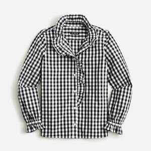 J. Crew Cottage Cotton Poplin Button Down 16 Gingham Black NWT